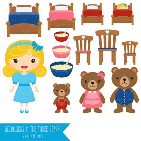 Goldilocks and the Three Bears Clipart - Etsy