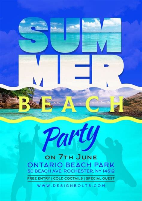 Free Summer Beach Party Flyer Design Template PSD - Designbolts