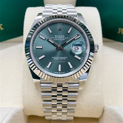 Rolex 2022 Datejust 41mm Fluted Bezel 126334 Mint Green Dial Jubilee ...