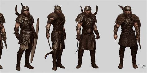 three different views of a viking in armour, concept | Stable Diffusion