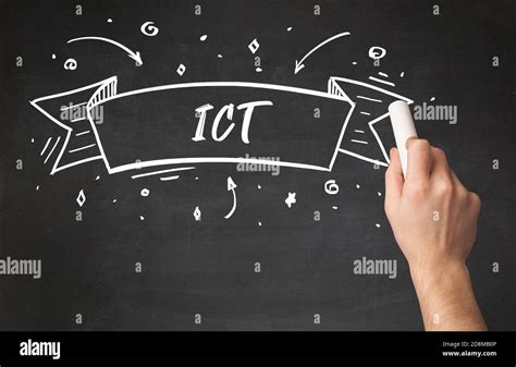 Hand drawing ICT abbreviation with white chalk on blackboard Stock ...