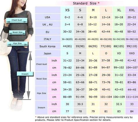 Women Standard Size Chart for... - Chesta'S Fashion Hub