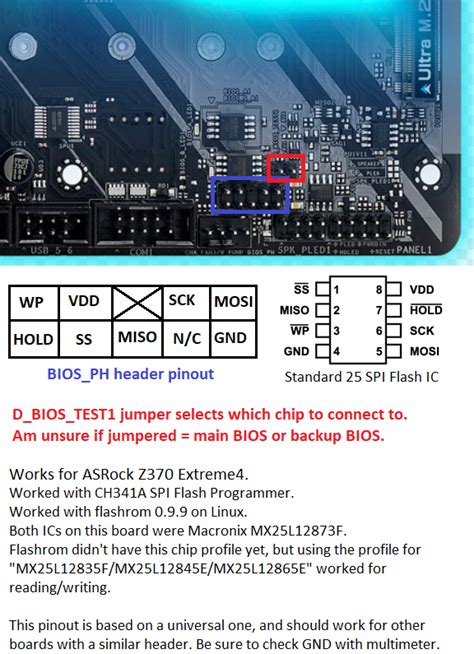 SPI Flash Header pinout (for use with 8-pin SPI flashing tools such as ...