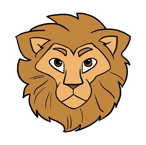 How to Draw a Lion Head - Really Easy Drawing Tutorial | Lion face drawing, Lion head drawing ...