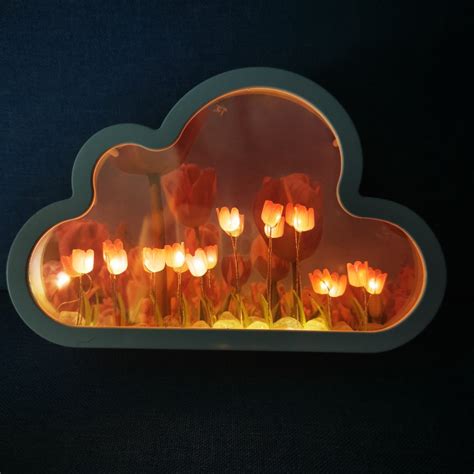 Cloud Tulip Mirror Night Light DIY Material Kit Creative Birthday Gift ...