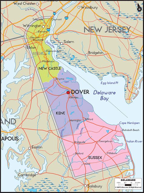 Detailed Map of Delaware State - Ezilon Maps