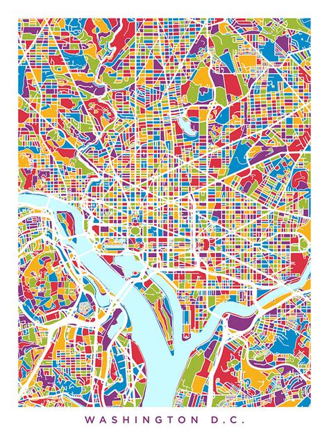 Washington DC Street Map Digital Art by Michael Tompsett - Pixels