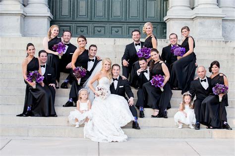 Purple, Black and White wedding party | Purple black wedding, Black wedding, Purple wedding