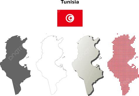 Tunisia Outline Map Set Silhouette Map Coastline Contour Map Vector, Silhouette Map, Coastline ...