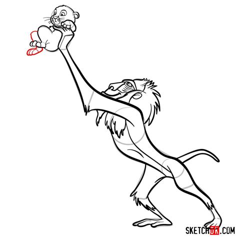 How to draw Rafiki holding Simba | The Lion King - Sketchok easy ...