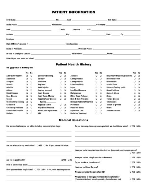 Printable New Patient Forms