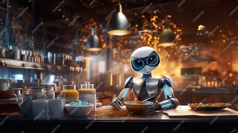 Premium AI Image | A humanoid robot chef cooks dishes in a restaurant ...