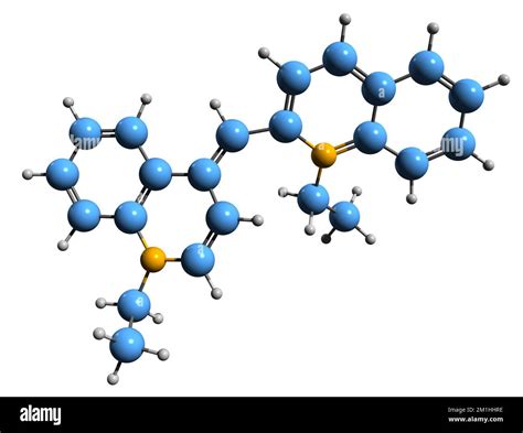 3D image of Isocyanine iodide skeletal formula - molecular chemical ...