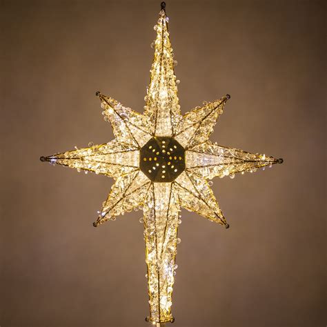 Shimmering Warm & Cool White LED Crystal 8 Point Star Tree Topper ...