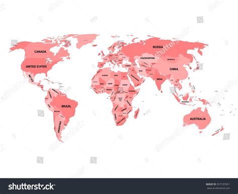 World Map Names Sovereign Countries Larger: vector de stock (libre de ...