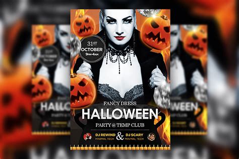 Halloween Flyer Template Featuring Scary Pumpkins and Fire (FREE ...