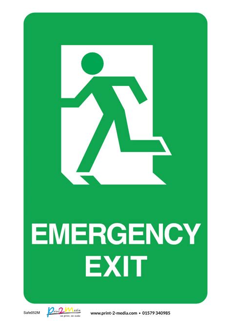 Emergency Exit Safety Sign - Print 2 Media Ltd.