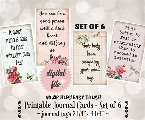 Positive Affirmation Journal Cards, Printable Self Card Journal Cards, Digital Self Love Tag ...