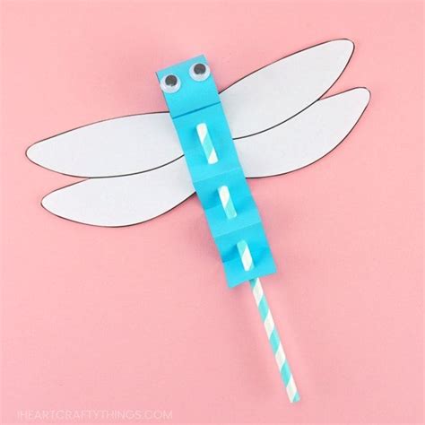 Dragonfly Craft Template -Easy Paper Craft for Kids! | Renkli karton ...