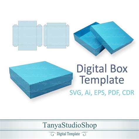 Square Box Template SVG Ai CRD Eps Pdf Laser Cut - Etsy