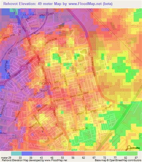 Elevation of Rehovot,Israel Elevation Map, Topography, Contour