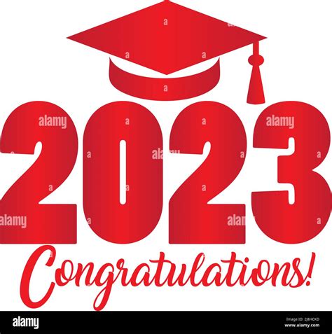 Class of 2023 Congratulations Graphic with Graduation Cap Red Stock ...