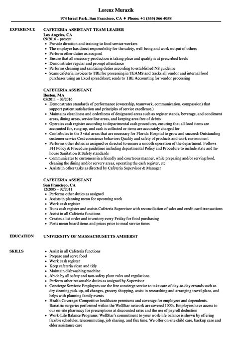 School Cafeteria Worker Resume Sample