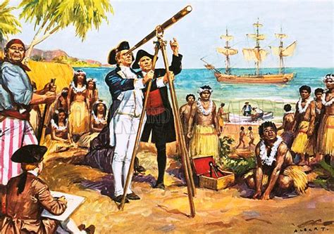 Captain Cook observing the transit of Venus at Tahiti, 1769 stock image | Look and Learn