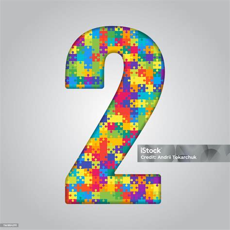 Vector Jigsaw Puzzle Colorful Pieces Number 2 Stock Illustration ...