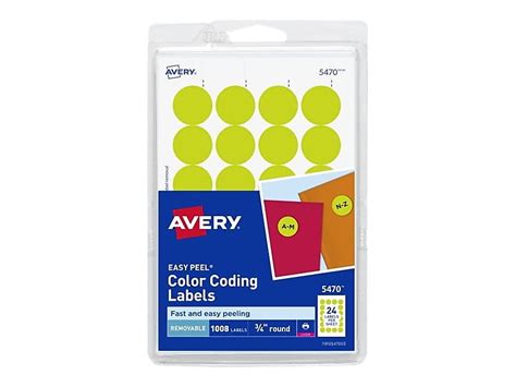 Avery Easy Peel Laser Color Coding Labels 3/4" Dia. Neon Yellow 24/Sheet 538090 - Walmart.com ...