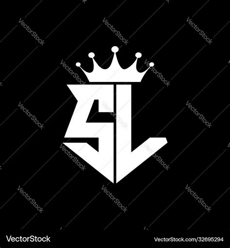 Sl logo monogram shield shape with crown design Vector Image