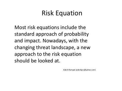 Risk Equation