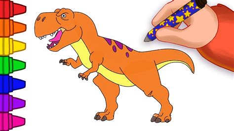 How to draw a dinosaur for kids | Learn to draw a T Rex | Dinosaurs cartoons for kids - YouTube