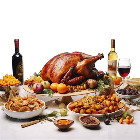 Traditional Food Served On Thanksgiving Day On Table, Turkey Dinner, Thanksgiving Dinner ...