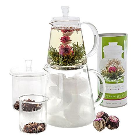 Teabloom Flowering Tea Set – 12 Blooming Tea Flowers – Bonus Free Hot ...