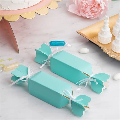 Efavormart 25 Pack Candy Shape Turquoise Party Favor Boxes with Satin Ribbons Card Stock Gift ...