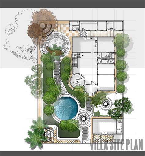 Villa Site Plan design | Landscape design plans, Landscape plans, Landscape architecture drawing