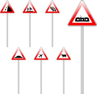 Pedestrian Traffic Sign Isolated Danger Look Out In Road Vector, Danger, Look Out, In Road PNG ...