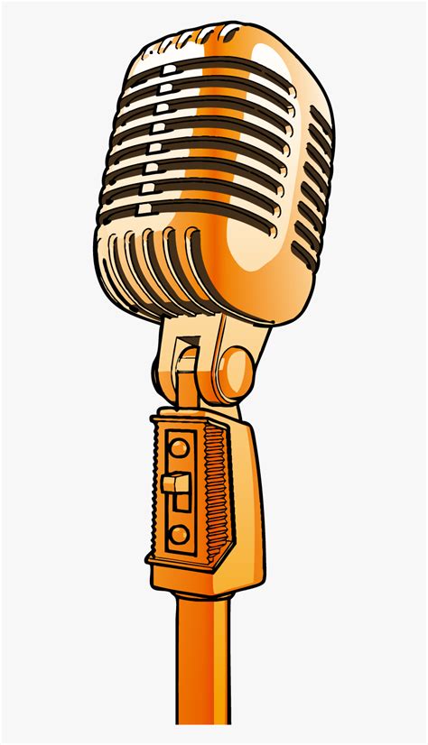 Transparent Mic Vector Png - Gold Microphone Clipart