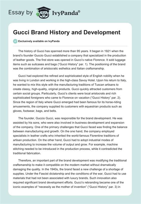 Gucci Brand History and Development - 2798 Words | Research Paper Example