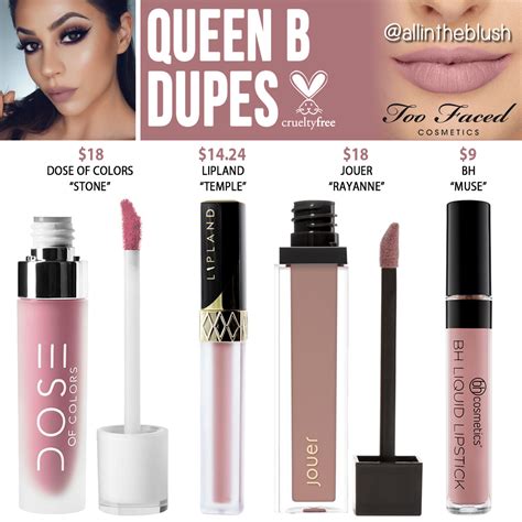 Too Faced Queen B Melted Matte Liquid Lipstick Dupes - All In The Blush