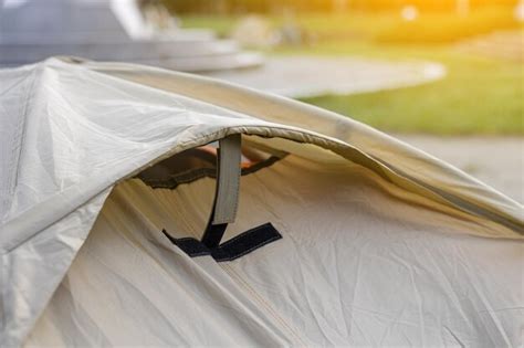 Premium AI Image | The ventilation foldable window in the camping tent