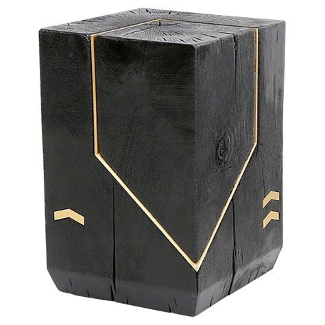 Modern Bespoke Black, Gold Cube Charred Wood Side Coffee Table For Sale at 1stDibs | charred ...