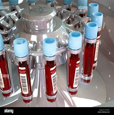 Blood samples in vials on a centrifuge machine Stock Photo - Alamy
