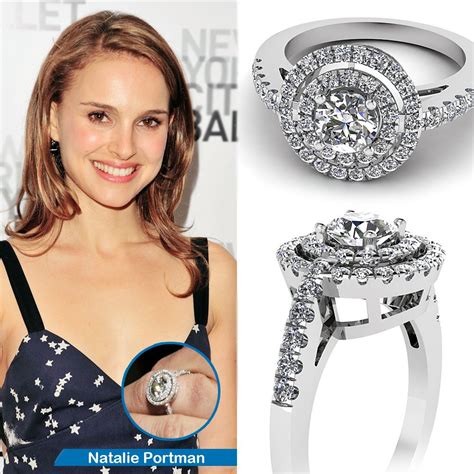 Celebrity Look Alike Engagement Ring || Deluxe Halo Ring || Round Cut Diamond Halo Ring With ...