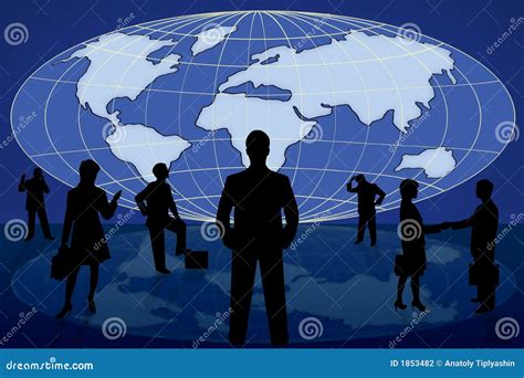 Silhouette Business People On World Map Stock Photography - Image: 1853482