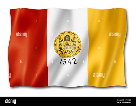 San Diego city flag, California. United states waving banner collection ...