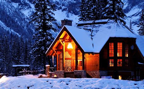 Widescreen Winter Cabin Wallpapers