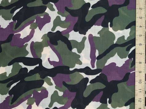 Green Purple Camouflage Polycotton Poplin Fabric Japanese Material