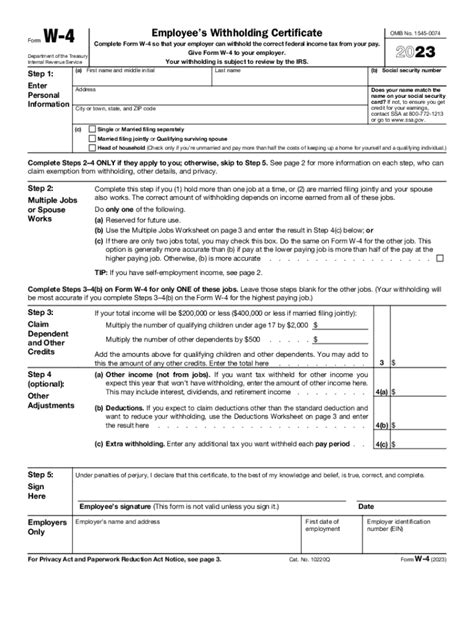 W 4 form 2023 pdf: Fill out & sign online | DocHub